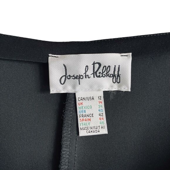 Joseph Ribkoff Dress Pants 8 Black High Rise Wide Leg Flowing Designer Nautical - Picture 6 of 15